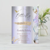 Invitation Papillons colorés Violet Metallday (Debout devant)