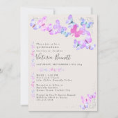 Invitation Papillons Confettis Argent Quinceanera et Messe (Devant)