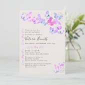 Invitation Papillons Confettis Argent Quinceanera et Messe (Debout devant)