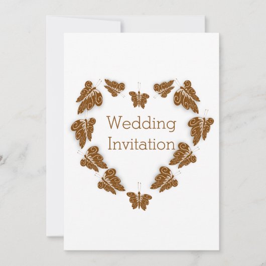 Invitation Papillons couleur chocolat Mariage design (Devant)