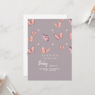 Invitation Papillons dans l'air doux bébé bébé douille fille