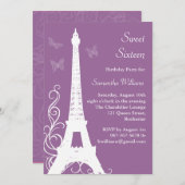 Invitation Papillons dans le pourpre d'invitation (Devant / Derrière)