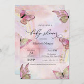 Invitation Papillons d'aquarelle Baby shower Rainbows (Devant / Derrière)