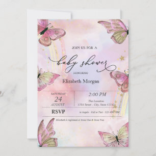 Invitation Papillons d'aquarelle Baby shower Rainbows