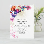 Invitation Papillons d'aquarelle dans Florals Gold Anniversai (Debout devant)