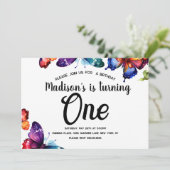 Invitation Papillons d'aquarelle Jardin coloré Anniversaire (Debout devant)