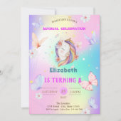 Invitation Papillons d'aquarelle Unicorn Holographie (Devant)
