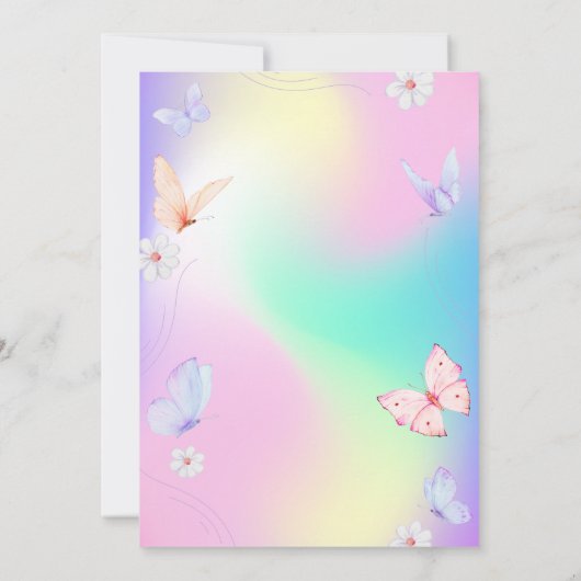 Invitation Papillons d'aquarelle Unicorn Holographie (Dos)