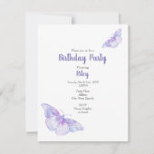 Invitation Papillons d'aquarelle violette (Devant)