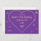 Invitation Papillons de coeur rose doux 16 Anniversaire (Dos)