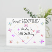 Invitation Papillons de coeur rose doux 16 Anniversaire (Debout devant)