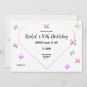 Invitation Papillons de coeur rose doux 16 Anniversaire (Dos)