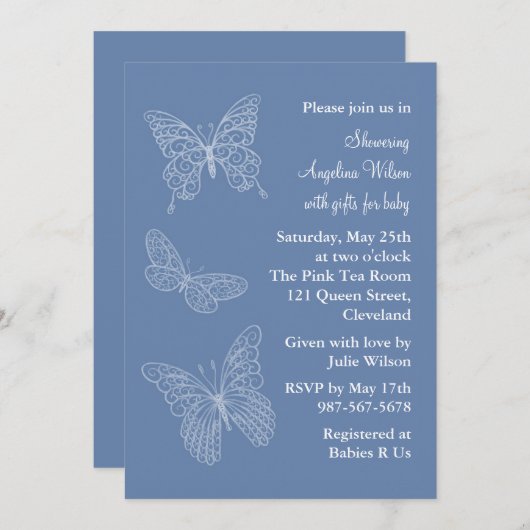 Invitation Papillons de Filigree (Devant / Derrière)