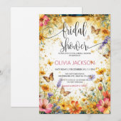 Invitation Papillons de fleurs sauvages Douche nuptiale estiv (Devant / Derrière)