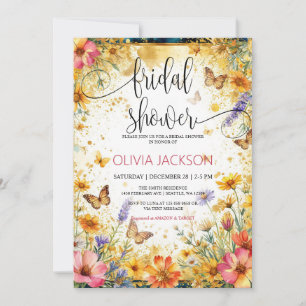 Invitation Papillons de fleurs sauvages Été Douche de mariée