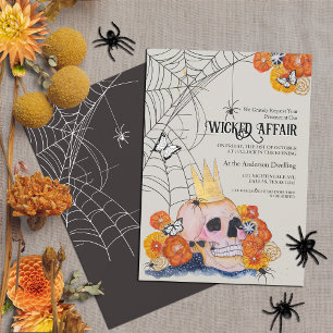 Invitation Papillons de la Couronne gothique du crâne Hallowe