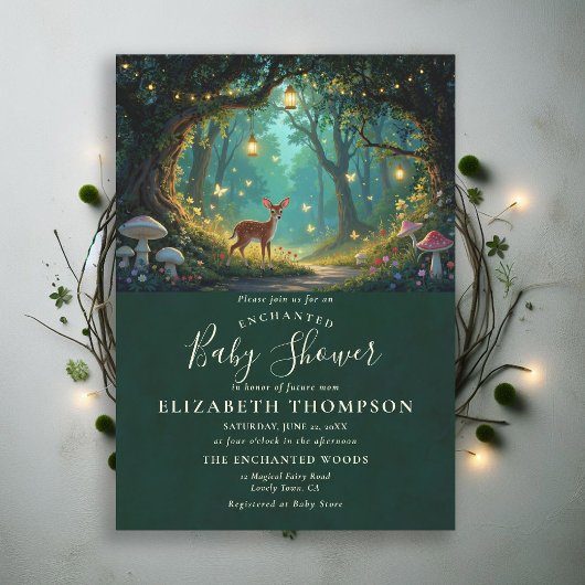 Invitation Papillons de la Forêt Enchantée Fête de Naissance 