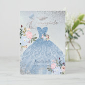 Invitation Papillons de la Parties scintillant bleue de Quinc (Debout devant)