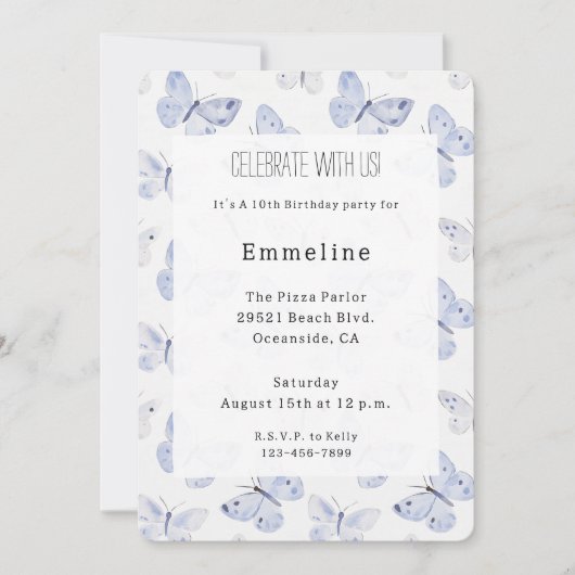 Invitation Papillons de lavande violet fille Anniversaire (Devant)