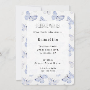 Invitation Papillons de lavande violet fille Anniversaire