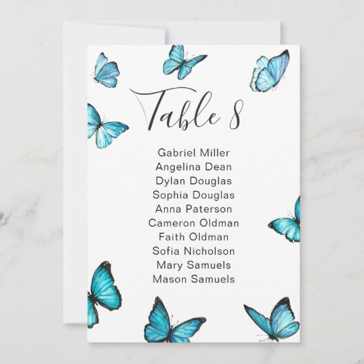 Invitation Papillons de luxe Plan de table de mariage. Été (Devant)