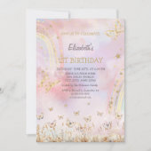 Invitation Papillons de prairie aquarelle Anniversaire (Devant)