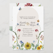 Invitation Papillons de tournesol fleur sauvage (Devant / Derrière)