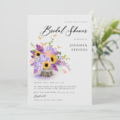 Invitation Papillons de tournesol rustiques Fête des mariées (Debout devant)