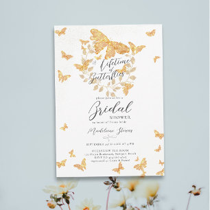 Invitation Papillons de vie Fête des mariées romantique or