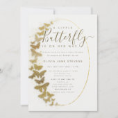 Invitation Papillons d'or Baby shower simple Boho Frame (Devant)