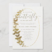 Invitation Papillons d'or Elégant Baby shower cadre Boho (Devant)