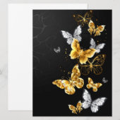 Invitation Papillons d'or et de blanc (Devant / Derrière)
