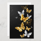 Invitation Papillons d'or et de blanc (Devant / Derrière)