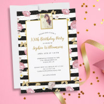 Papillons d'or Floral Imprimer Anniversaire Photo 