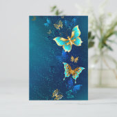 Invitation Papillons d'or sur un Arrière - plan bleu (Debout devant)