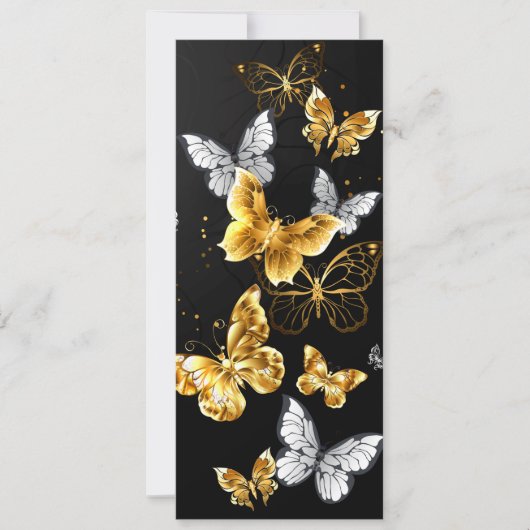 Invitation Papillons dorés et blancs (Devant)