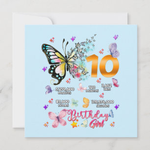 Invitation Papillons Double Chiffres 10 ans Vieux Papillons I