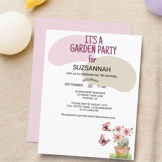 Invitation Papillons du jardin floral libellules Aquarelle