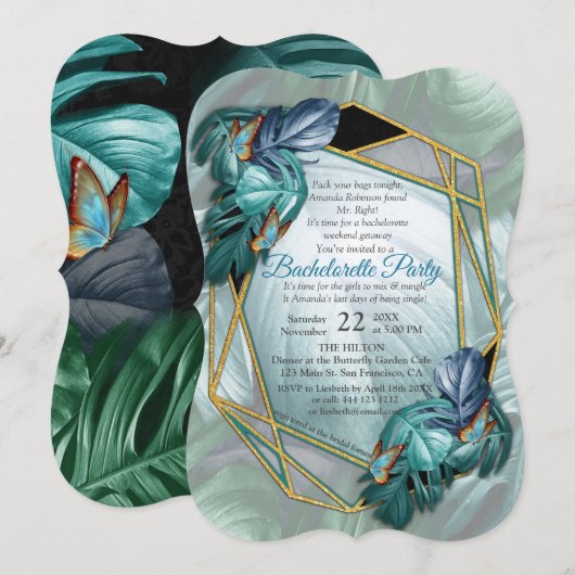 Invitation Papillons du Paradis/Tropical Turquoise Splash (Devant / Derrière)