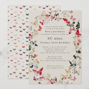 Invitation Papillons Elégant Quinceañera 15e anniversaire
