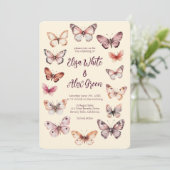 Invitation Papillons Élégants Mariage PERSONNALISÉ (Debout devant)