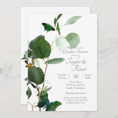 Invitation Papillons et aquarelle Verdure (Devant / Derrière)