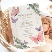 Invitation Papillons et Baby shower Eucalyptus