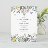 Invitation Papillons et Baby shower Fleur sauvage (Debout devant)