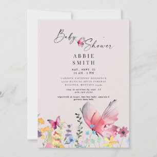 Invitation Papillons et Baby shower Fleur sauvage délicieux