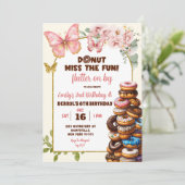 Invitation Papillons et beignes Jour d'anniversaire (Debout devant)