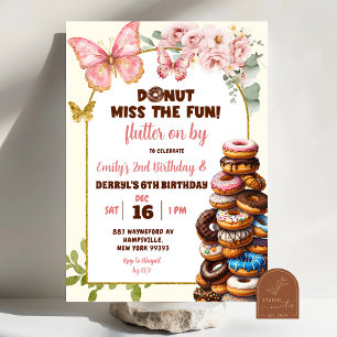 Invitation Papillons et beignes Jour d'anniversaire