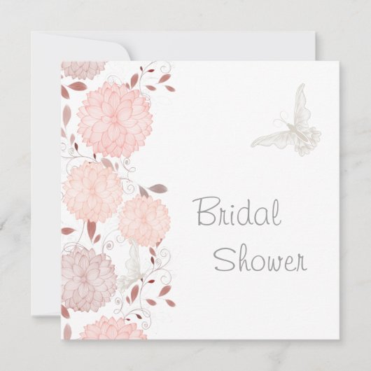 Invitation Papillons et corail Chrysanthemum Fête des mariées (Devant)