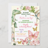 Invitation Papillons et Dinosaures Anniversaire frère (Devant)