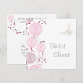 Invitation Papillons et Fête des mariées de chrysanthems rose (Devant / Derrière)